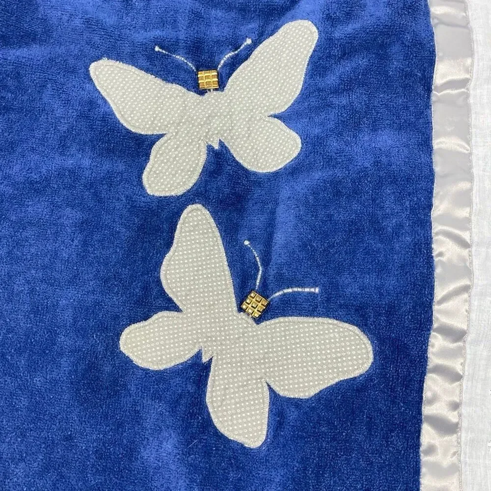 Vintage Fieldcrest Body Wrap Around Towel Cover Up Terry Cloth USA Made Blue